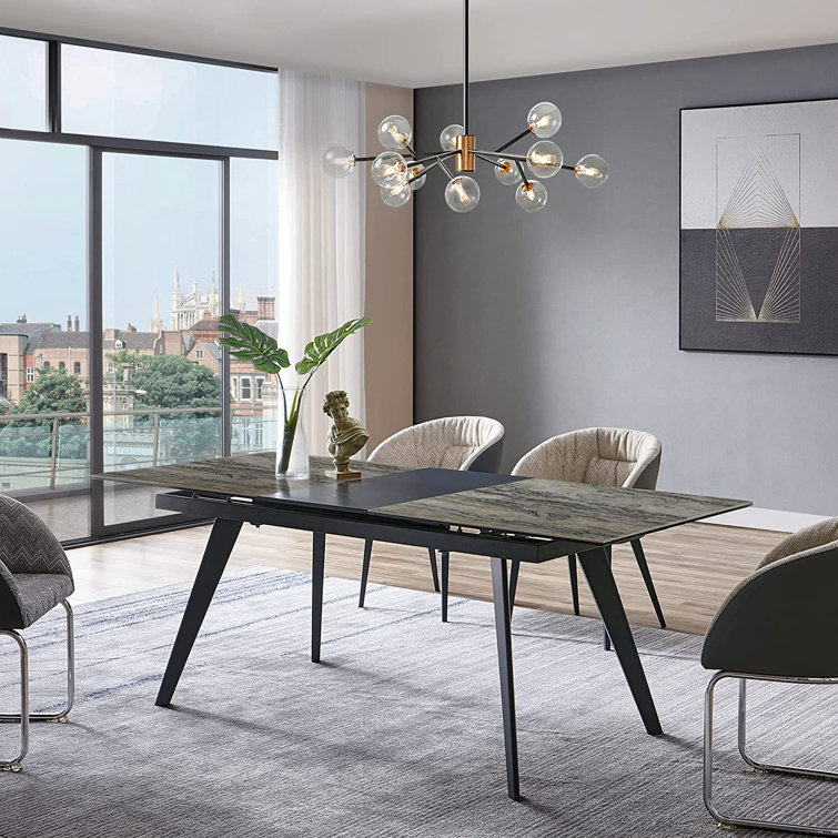 Corrigan Studio® Expandable Dining Table For 6 Seat, Modern Rectangle